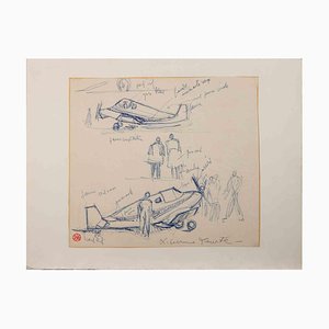 Suzanne Tourte, The Airport, Ink Drawing, 1940s-ZCI-2030131