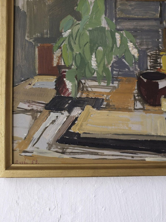 Sven Olof Rosen, Interior Scene, Oil Painting, 1958