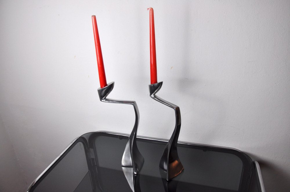 Swan Candlesticks attributed to Matthew Hilton, England, 1980, Set of 2