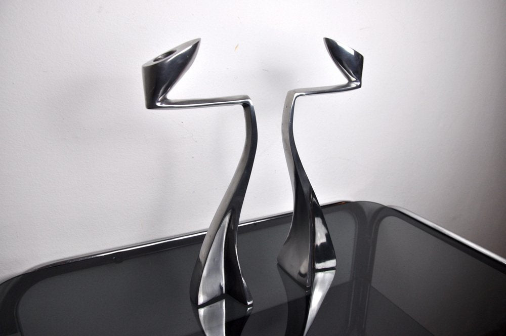 Swan Candlesticks attributed to Matthew Hilton, England, 1980, Set of 2