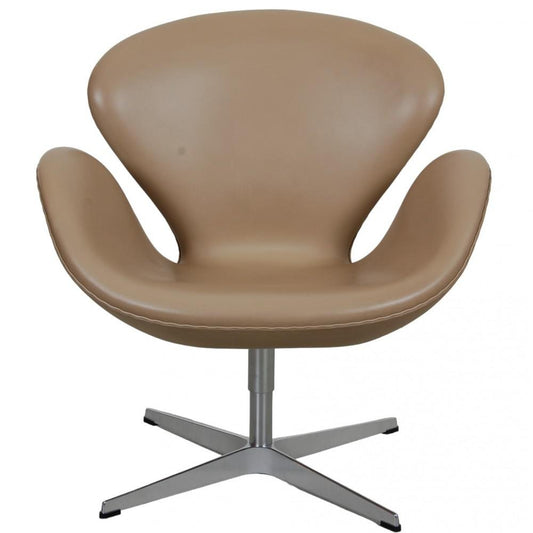 Swan Chair in Beige Essential Leather from Arne Jacobsen