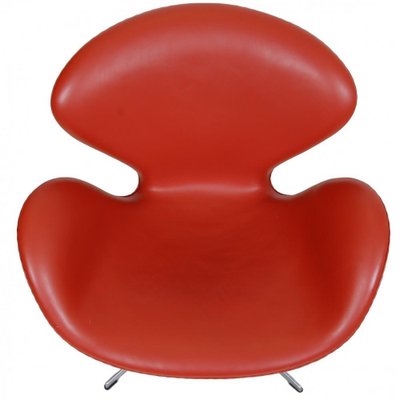 Swan Chair in Original Red Leather by Arne Jacobsen, 2000s-MTD-1769496