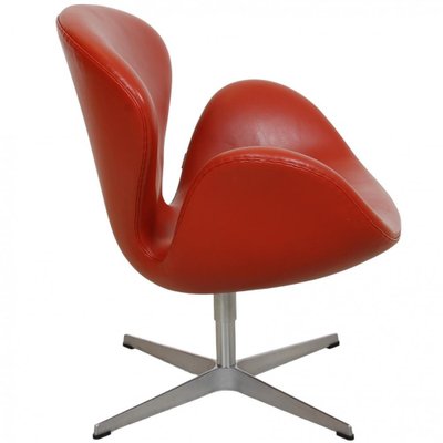 Swan Chair in Original Red Leather by Arne Jacobsen, 2000s-MTD-1769496