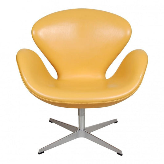 Swan Chair in Yellow Leather by Arne Jacobsen for Fritz Hansen, 2000s