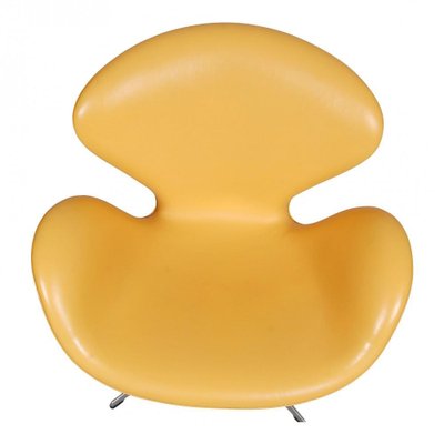 Swan Chair in Yellow Leather by Arne Jacobsen for Fritz Hansen, 2000s-MTD-1400579