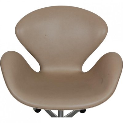 Swan Office Chair in Beige Leather by Arne Jacobsen-MTD-2017018