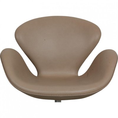 Swan Office Chair in Beige Leather by Arne Jacobsen-MTD-2017018