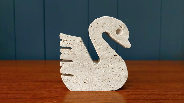 Swan Sculpture in Rapolano Travertine by Brothers Mannelli for Fratelli Mannelli, Italy, 1970s-QZZ-1306401