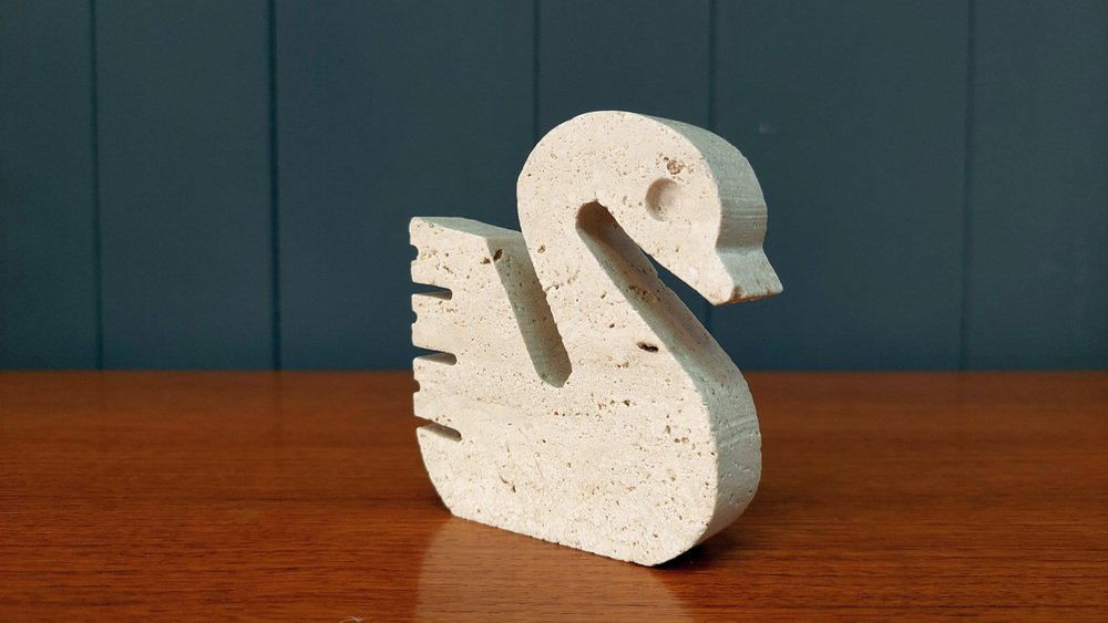 Swan Sculpture in Rapolano Travertine by Brothers Mannelli for Fratelli Mannelli, Italy, 1970s