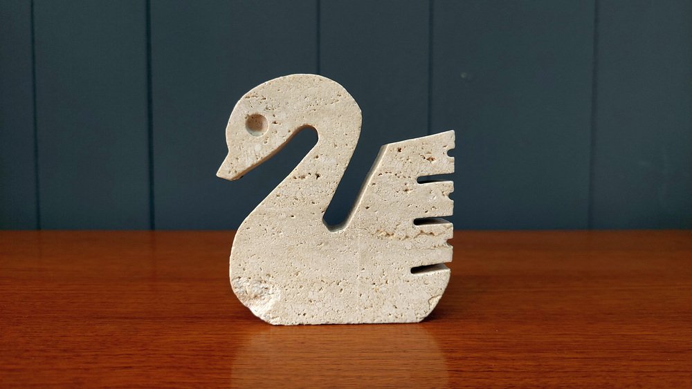 Swan Sculpture in Rapolano Travertine by Brothers Mannelli for Fratelli Mannelli, Italy, 1970s