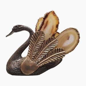 Swan Sculpture with Agate Stones Attributed to Willy Daro-WBX-668175