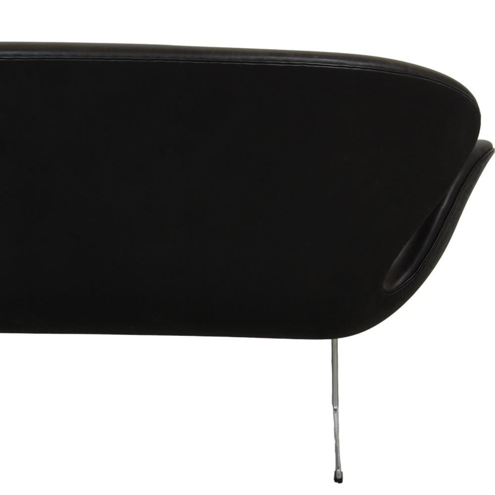 Swan Sofa in Black Grace Leather by Arne Jacobsen