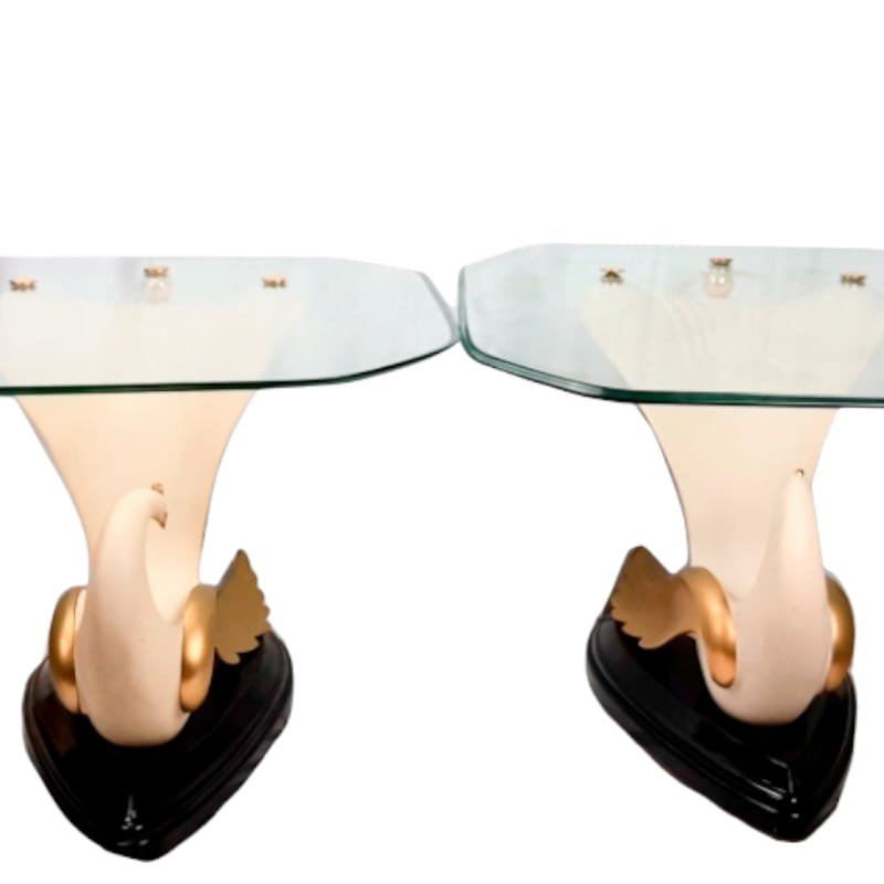 Swan Tables in the Style of Jean-Henri Jansen, Set of 2