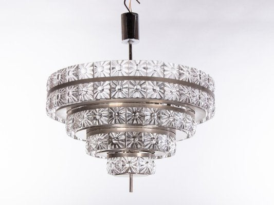 Swedish 18-Light Chandelier in Crystal & Nickel by Carl Fagerlund for Orrefors, 1960s-DEK-932763