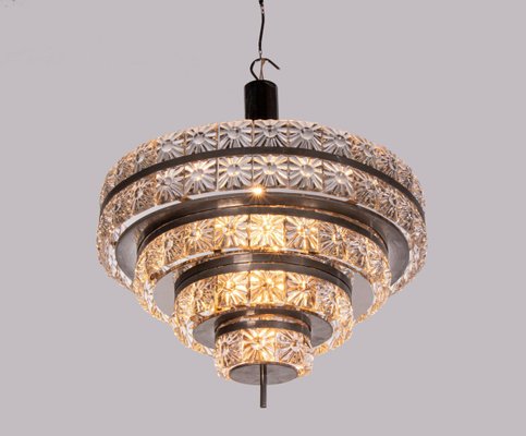 Swedish 18-Light Chandelier in Crystal & Nickel by Carl Fagerlund for Orrefors, 1960s-DEK-932763