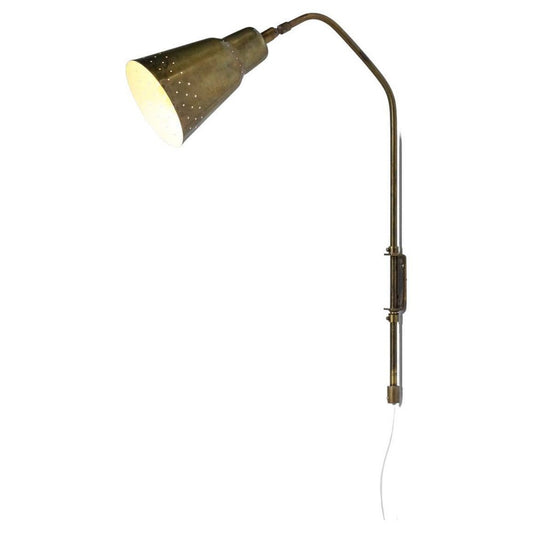 Swedish Adjustable Bracket Wall Lamp in Brass from Bergboms, 1950s