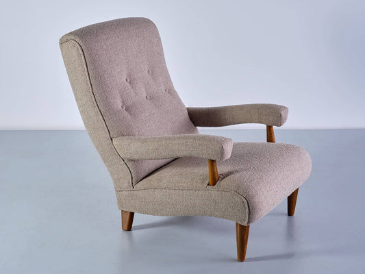 Swedish Armchair in Bouclé and Beech Wood from Westbergs Möbler, 1960s