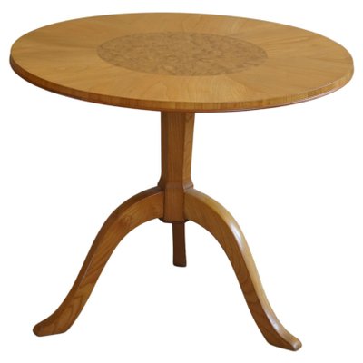 Swedish Art Deco Elm & Birch Round Side Table, 1940s-MXF-1428386