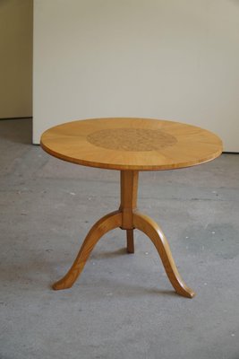 Swedish Art Deco Elm & Birch Round Side Table, 1940s-MXF-1428386