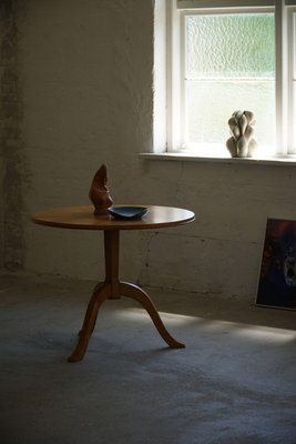 Swedish Art Deco Elm & Birch Round Side Table, 1940s-MXF-1428386