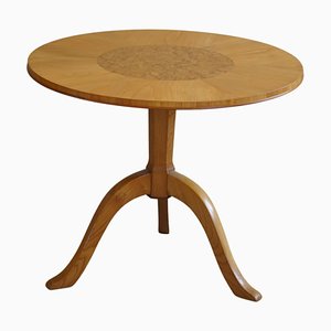 Swedish Art Deco Elm & Birch Round Side Table, 1940s-MXF-1428386