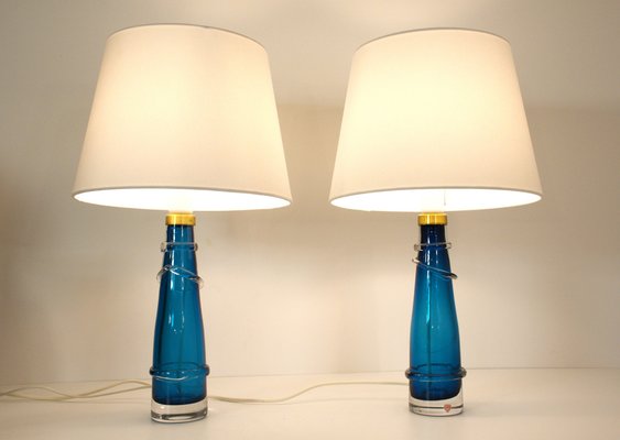 Swedish Art Glass Table Lamps by Carl Fagerlund for Orrefors, 1950s, Set of 2-UDU-1821966