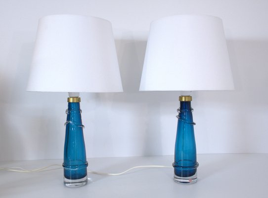 Swedish Art Glass Table Lamps by Carl Fagerlund for Orrefors, 1950s, Set of 2-UDU-1821966