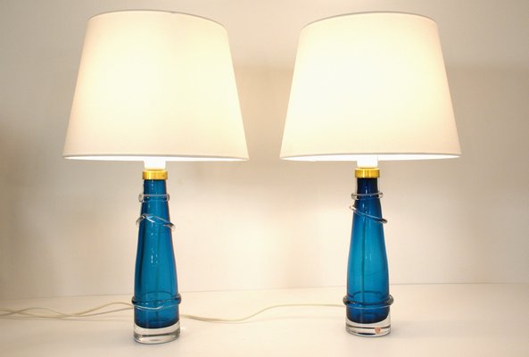 Swedish Art Glass Table Lamps by Carl Fagerlund for Orrefors, 1950s, Set of 2-UDU-1821966