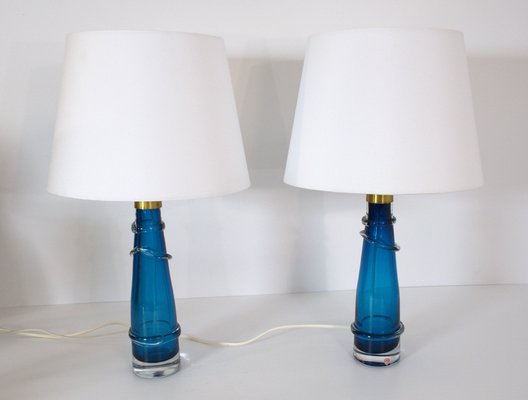 Swedish Art Glass Table Lamps by Carl Fagerlund for Orrefors, 1950s, Set of 2-UDU-1821966