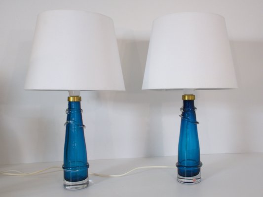 Swedish Art Glass Table Lamps by Carl Fagerlund for Orrefors, 1950s, Set of 2-UDU-1821966