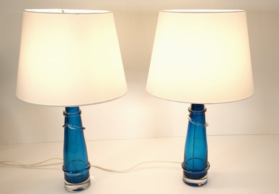 Swedish Art Glass Table Lamps by Carl Fagerlund for Orrefors, 1950s, Set of 2-UDU-1821966