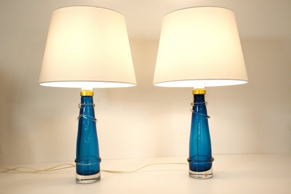 Swedish Art Glass Table Lamps by Carl Fagerlund for Orrefors, 1950s, Set of 2-UDU-1821966