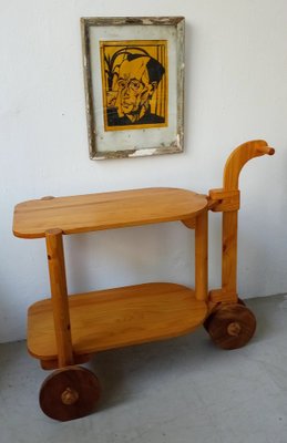 Swedish Bar Cart in Pine, 1970s-GJF-1763546