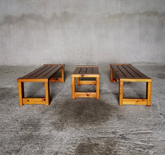 Swedish Bench in Oregon Pine in the style Sven Larsson and Roland Wilhelmsson, 1960s