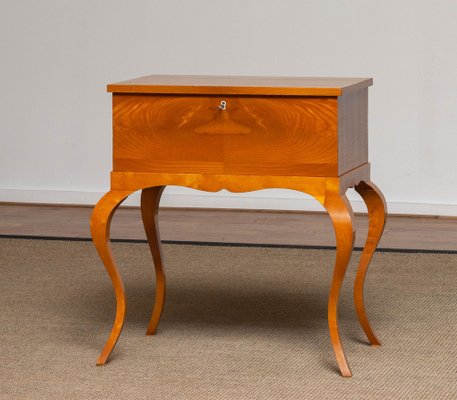 Swedish Biedermeier Sewing Table in Elm Veneer, 1940s-JE-1185087