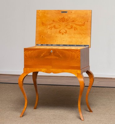 Swedish Biedermeier Sewing Table in Elm Veneer, 1940s-JE-1185087