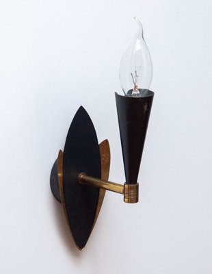 Swedish Black and Brass Wall Lights, 1950s, Set of 2-JE-1812581