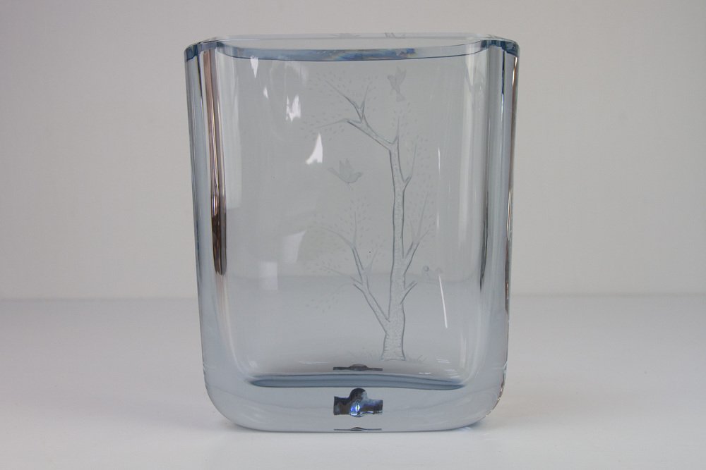 Swedish Blue Crystal Vase by Asta Strömberg for Strömbergshyttan, 1950s