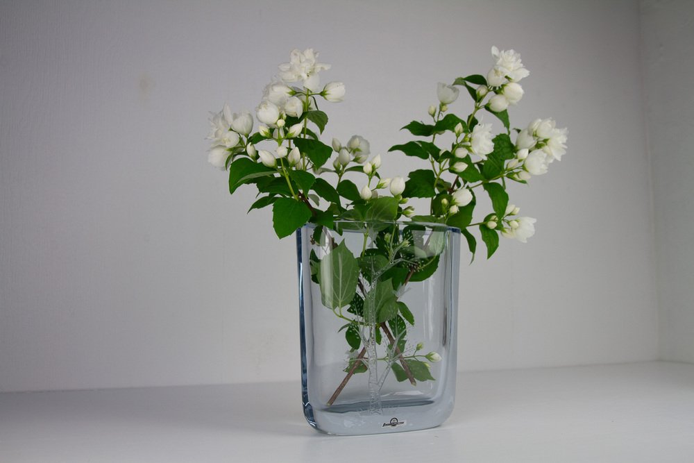 Swedish Blue Crystal Vase by Asta Strömberg for Strömbergshyttan, 1950s