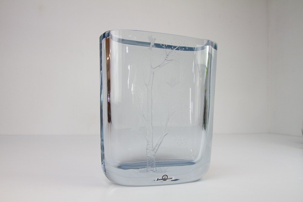 Swedish Blue Crystal Vase by Asta Strömberg for Strömbergshyttan, 1950s