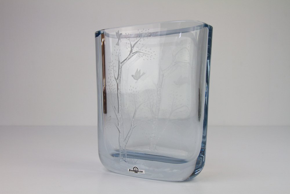 Swedish Blue Crystal Vase by Asta Strömberg for Strömbergshyttan, 1950s