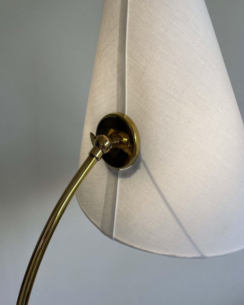 Swedish Brass Adjustable Witches Hat Floor Lamp, 1950s