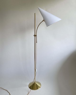 Swedish Brass Adjustable Witches Hat Floor Lamp, 1950s-OE-1801581