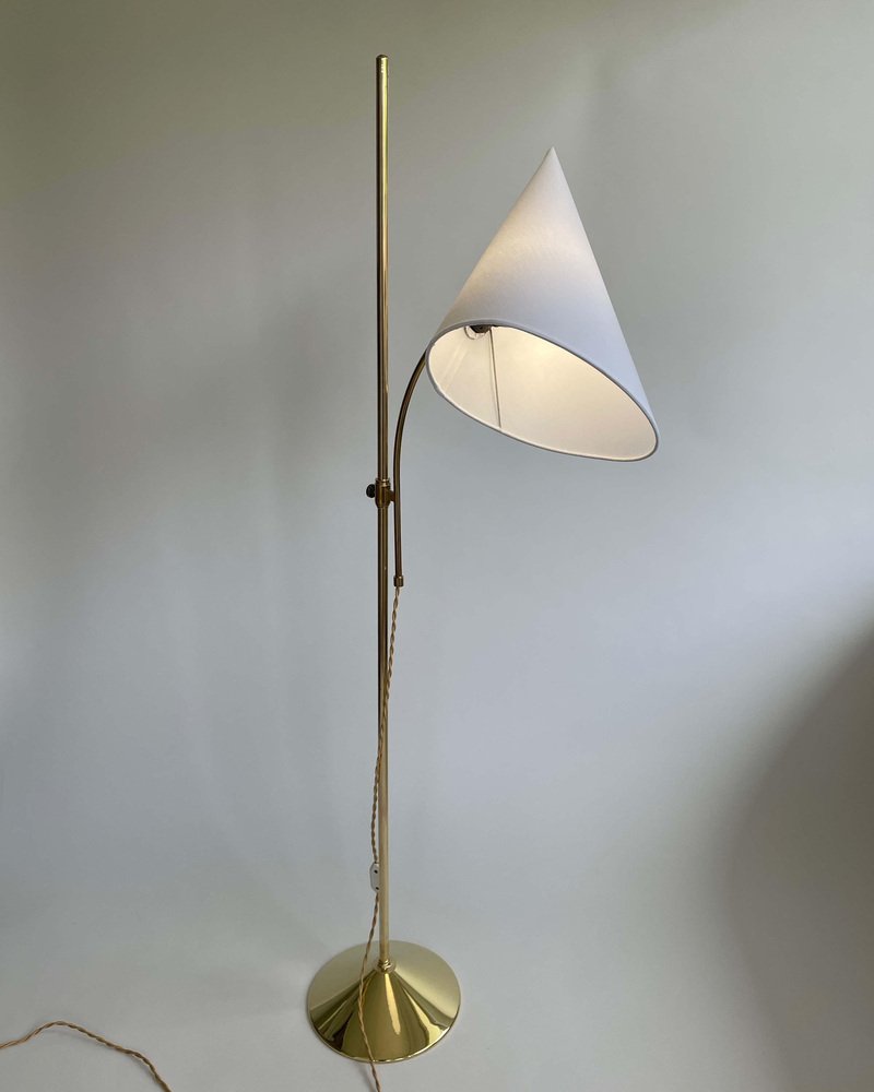 Swedish Brass Adjustable Witches Hat Floor Lamp, 1950s