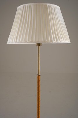 Swedish Brass and Leather Floor Lamp attributed to Böhlmarks, 1950s-FM-2035116