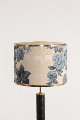 Swedish Brass and Patinated Leather Table Lamp, 1960s-FK-870427