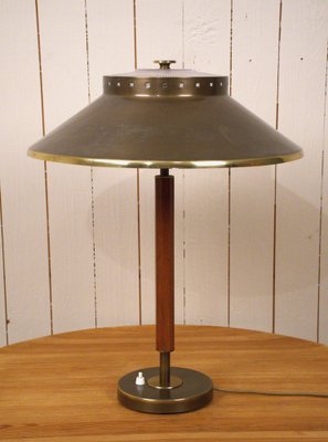 Swedish Brass and Teak Table Lamp by Boréns, 1940s-UDU-1808148