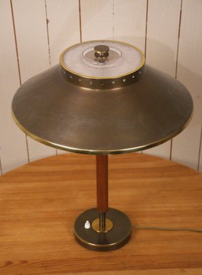 Swedish Brass and Teak Table Lamp by Boréns, 1940s-UDU-1808148