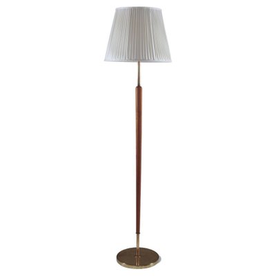 Swedish Brass and Wood Floor Lamp attributed to Boréns, 1940s-FM-1702331