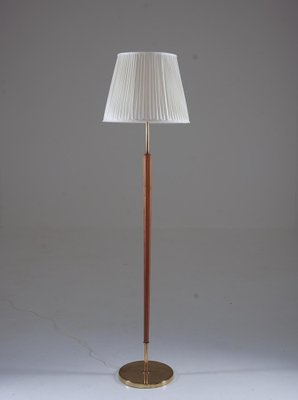 Swedish Brass and Wood Floor Lamp attributed to Boréns, 1940s-FM-1702331